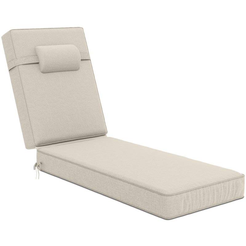 Outdoor Olefin Chaise Lounge Cushions, Beige, 44" W x 21" D