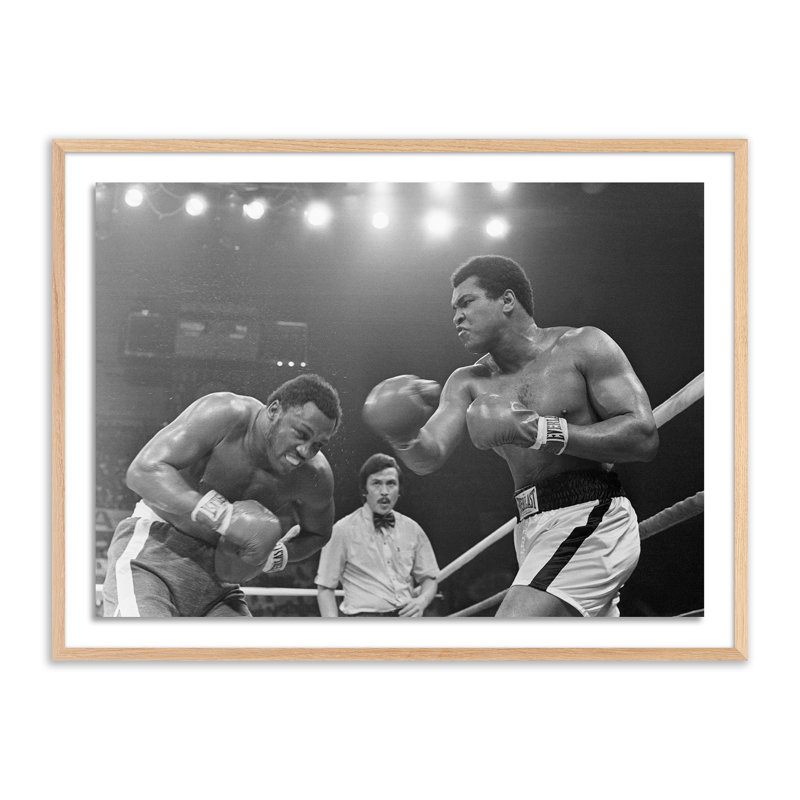 Muhammad Ali Punching by Getty Images, 18" H x 24" W, White Oak Framed