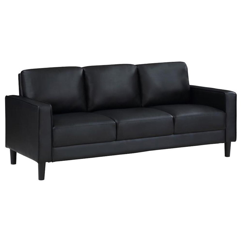Sofa, Black Faux Leather