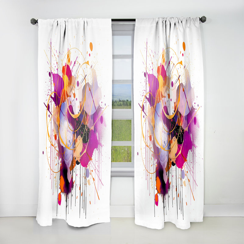 Purple Gold Whispered Abstractions III - Modern Velvet Curtain - Room Darkening - 1 panel, 52" W x 108" L