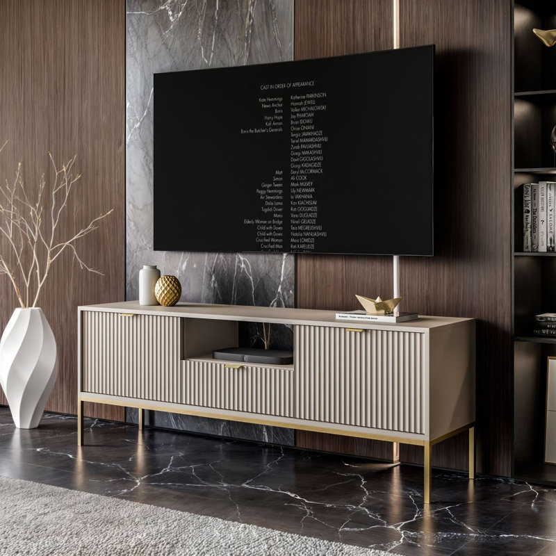 Unfinished TV Stand for TVs up to 58", Cashmire/Gold