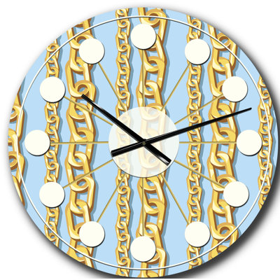 Motif de chaîne dorée - horloge murale moderne Mid-Century