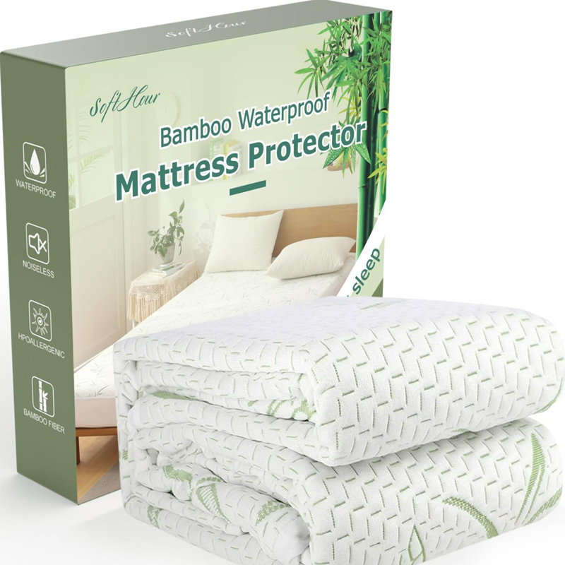Full Size Mattress Protector Waterproof Mattress Pad Washable Bamboo Rayon Mattress Cover Breathable Noiseless Bed Protector Elastic Fitted Deep Pocket