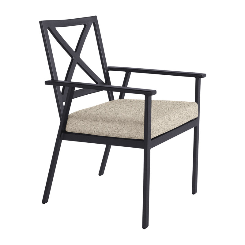 Marin Outdoor Dining Armchair, Graphite, Flagship Stone Sunbrella®