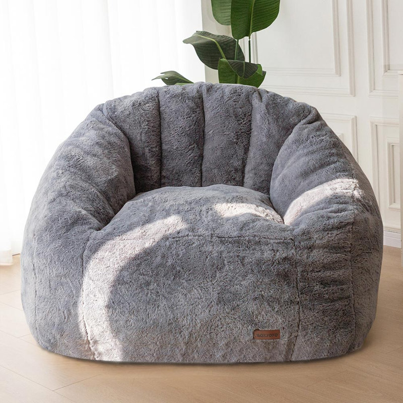 Bean Bag Chair, Gray Microfiber/Microsuede