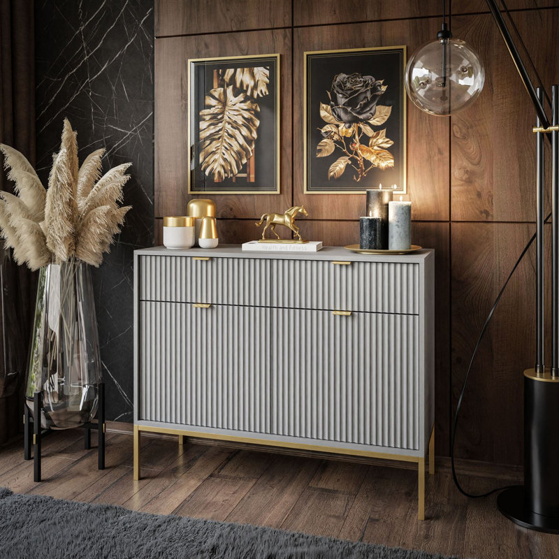 Allanah 104 cm W Chest of 2 Drawers, Grey/Brown/Blue