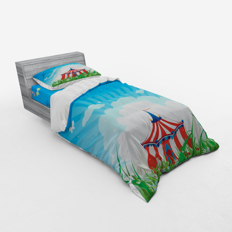 Ensemble de housse de couette moderne et contemporaine en microfibre rouge / vert / bleu