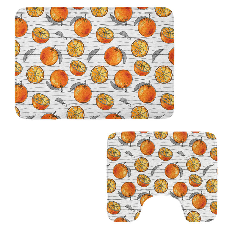  Ensemble de 2 tapis de salle de bain Tangerine