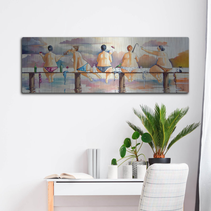 Art mural en métal Rosecliff Heights «On The Jetty II» par Ronald West, H 16 po x l 48 po