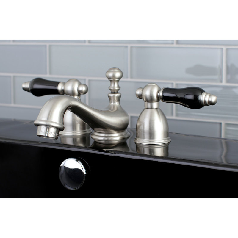 Kingston Brass Duchess Two-Handle 3-Hole Deck Mount Mini-Widespread Bathroom Faucet with Brass Pop-Up, Brushed Nickel