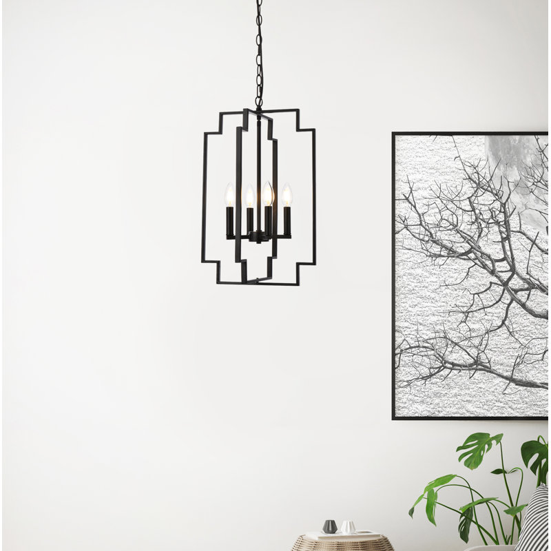 Luminaire suspendu géométrique à 4 lumières Gaylesville, Noir