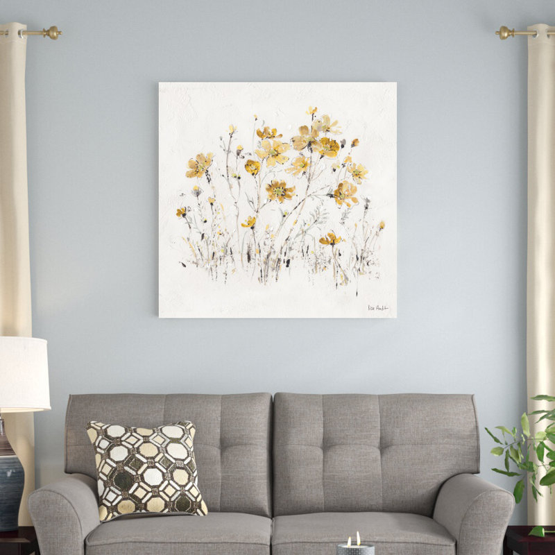 «Wildflowers II Yellow» par Lisa Audit, reproduction d'art sur toile tendue, H 36 po x l 36 po, Toile tendue, Sans cadre