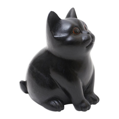 Novica Handmade Chubby Cheeks Wood Figurine