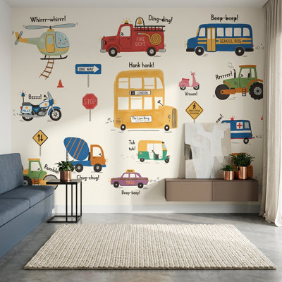 Papier peint amovible de transport de véhicules pour enfants