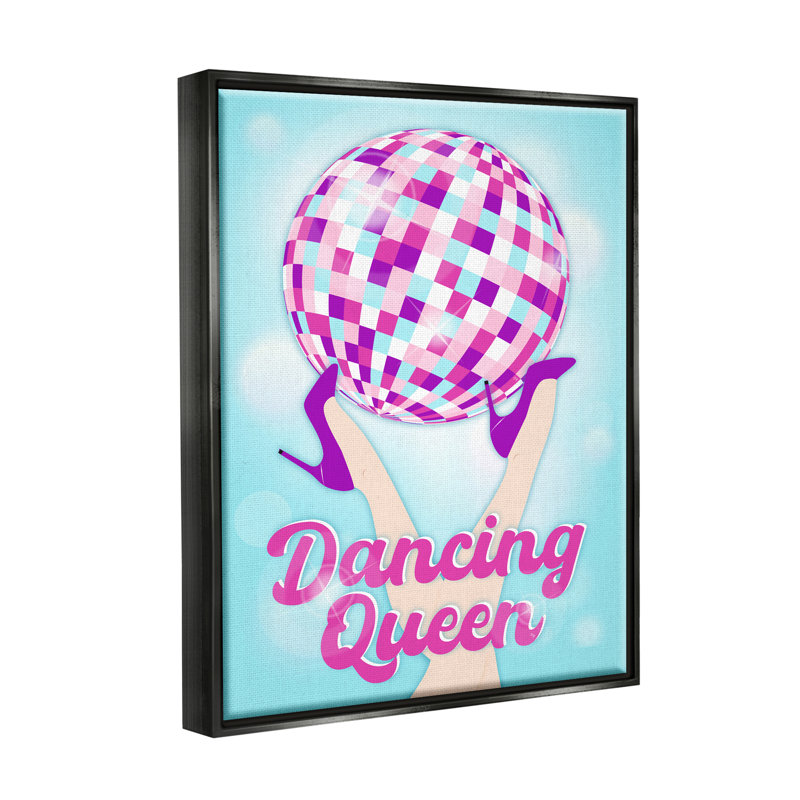 «Dancing Queen Retro Disco Ball» par Martina Pavlova, impression, H 31 po x l 25 po x P 1,7 po, Cadre flottant noir de jais