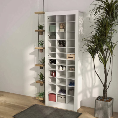 71" Tall Shoe Rack Storage Organizer, Narrow Shoe Cabinet For Entryway With Open Cubes For 36 Pairs