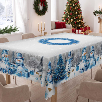 Nappe bleue en polyester lavable Père Noël