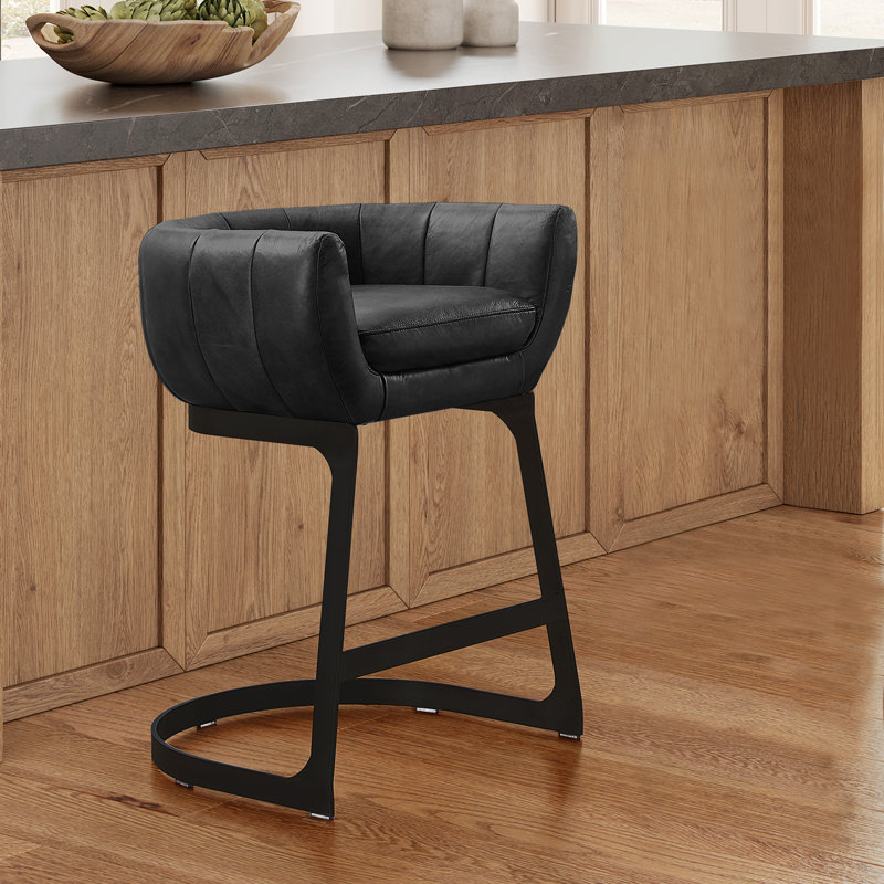 Nace Upholstered Counter Stool, Black