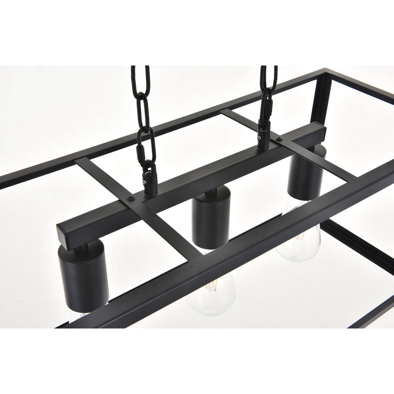 Luminaire suspendu pour îlot de cuisine Enciso, Noir, 3 lumières