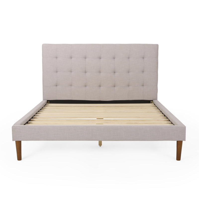 Cleother Upholstered Platform Bed, Full, Light Gray