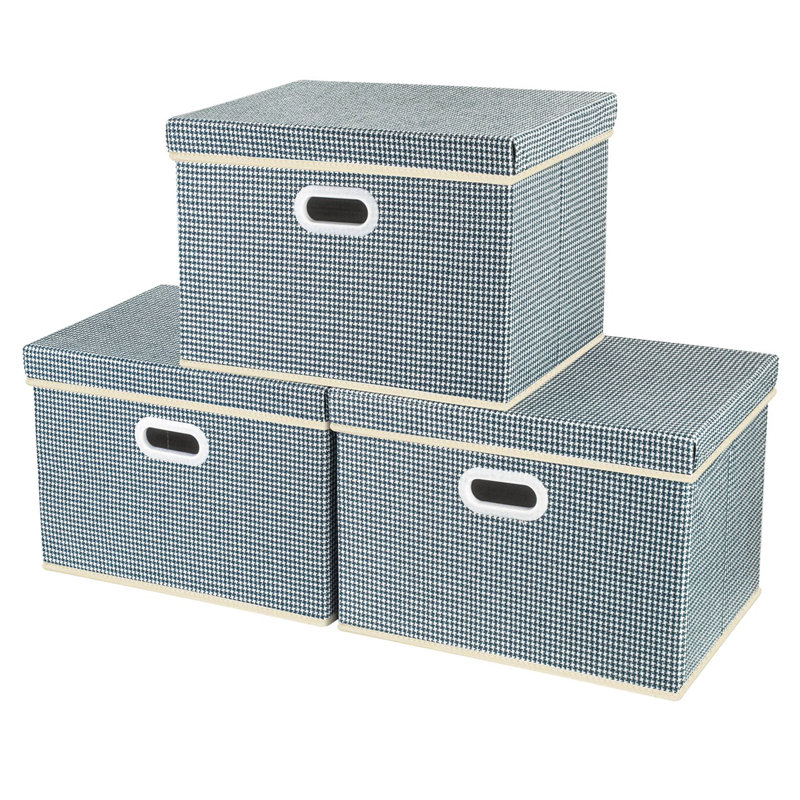 Ebern Designs Fabric Decorative Bin, Blue/White