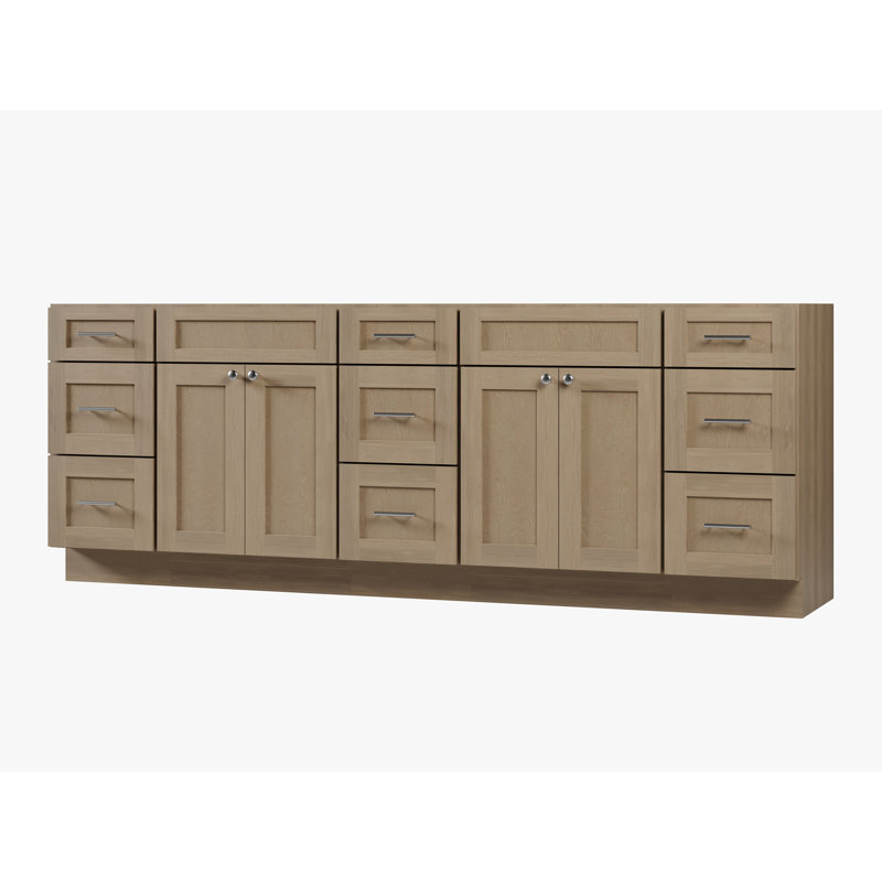Disar 93'' Double Bathroom Vanity Base only, Natural Oak