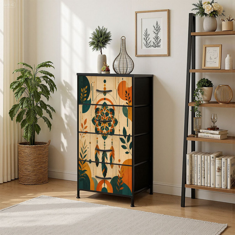 Commode de rangement verticale 4 tiroirs Boho Dreamcatcher