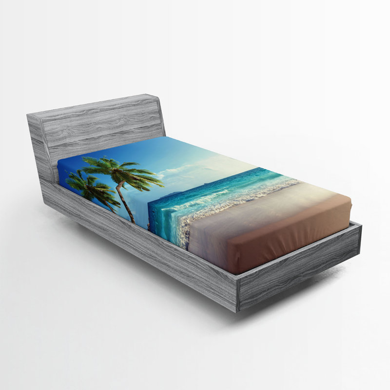 Ensemble de 2 draps-housse Ambesonne Beach, Drap-housse pour lit simple