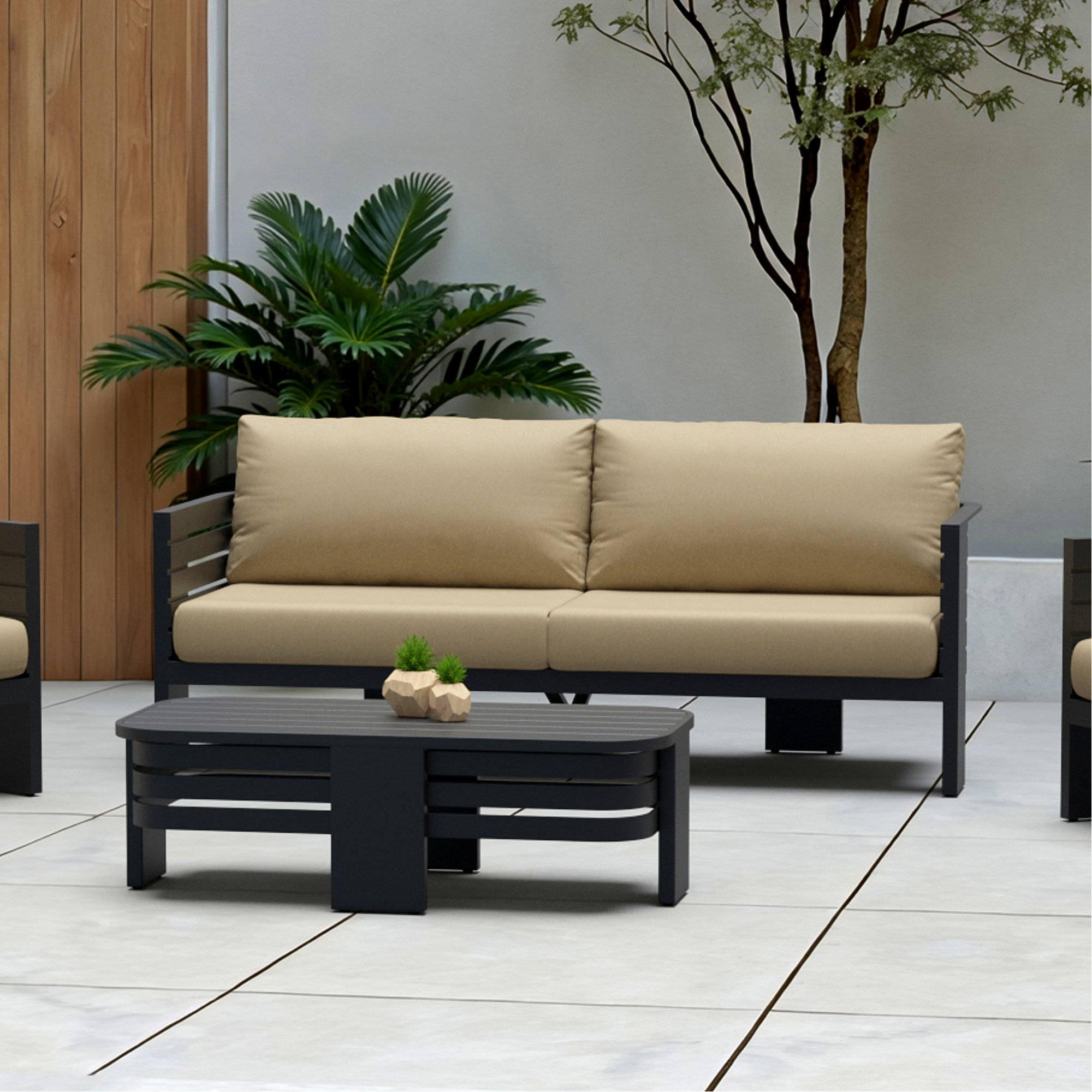 Ari 80In Outdoor Patio Sofa, Maxim Beige