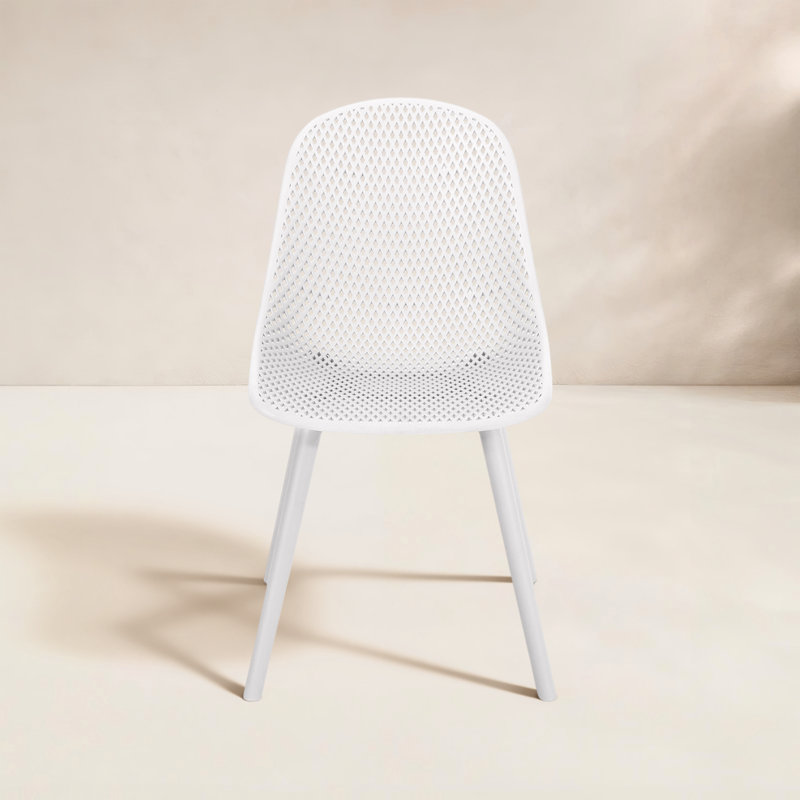Artha Premium All-Weather Wicker Outdoor Dining Side Chair, White
