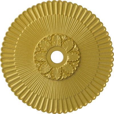 Endurathane Melonie Ceiling Medallion, 36 1/4"OD x 1 7/8"P (Fits Canopies up to 6 1/4"), Hand-Painted Rich Gold Finish