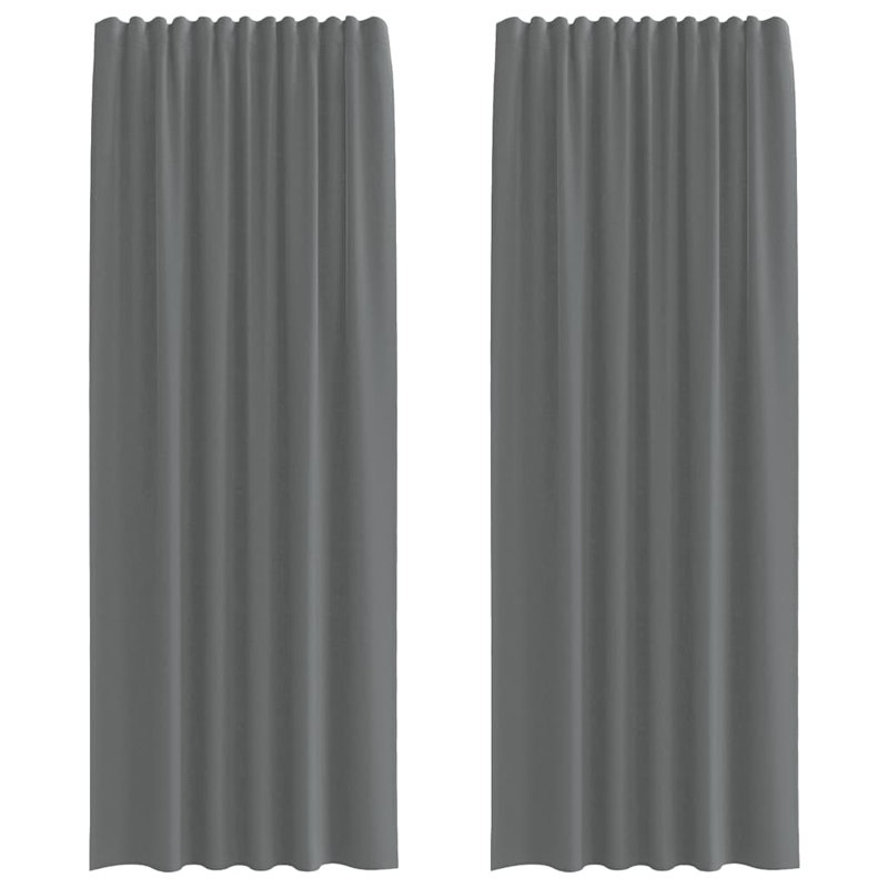 Voile Curtains With Rod Pockets 2 Pcs, Dark Grey, 140cm Width x 260cm Drop