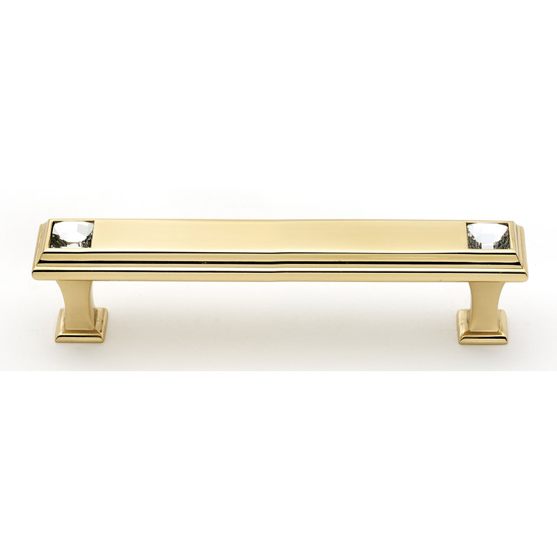 Polished Brass 4" Bar Pull with Crystal Accents