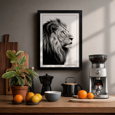 Lion in Profile Minimalist - Framed Print