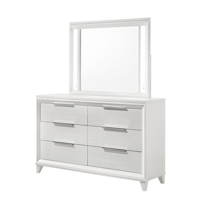 Mobilier de chambre à coucher 1 tiroir moderne contemporain transitionnel à finition texturée blanche 6 tiroirs