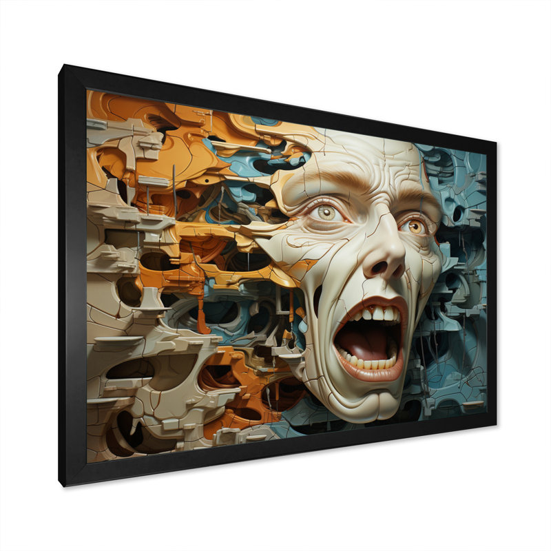 Surréalisme, Morphing visages, Cadre photo noir, H 24 po x l 32 po x P 1 po