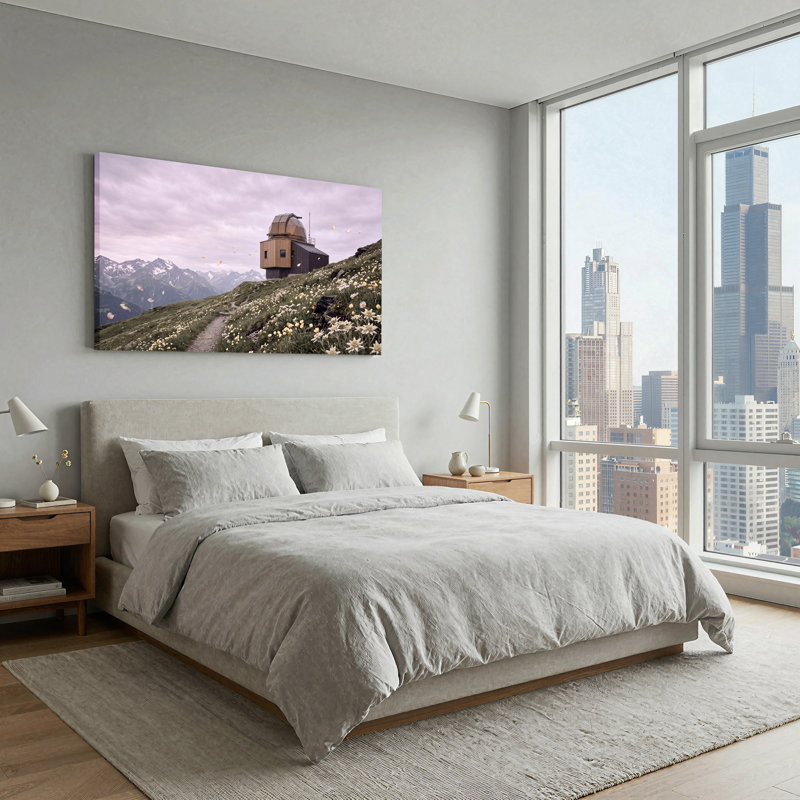 Art géométrique sur toile en montagne, L 58 po x H 28 po