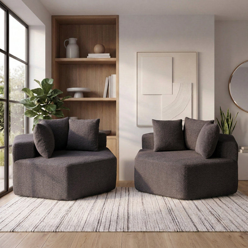 Méridienne de 54 po avec trois coussins 54 po, Grey