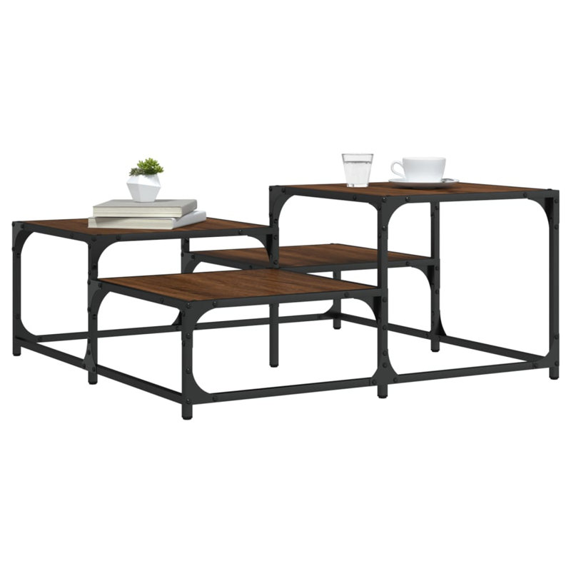 Wulfe Frame Single Coffee Table with Storage, 15.7" H x 34.4" L x 34.4" W, Brown Oak
