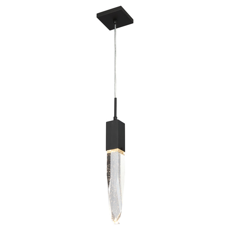 Aspen 1 - Light LED Pendant, Clear, Matte Black, Bubble Aspen K9