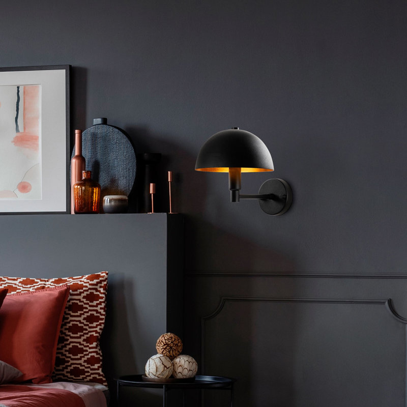 Modern Black Wall Lamp, Metal Body, 7.9 x 11.4 x 9.4 inches | E14 Socket, Max 40W (Bulb Not Included) | Stylish & Functional Lighting for Living Room, Bedroom, or Office | IP20 Rated, Sleek Design