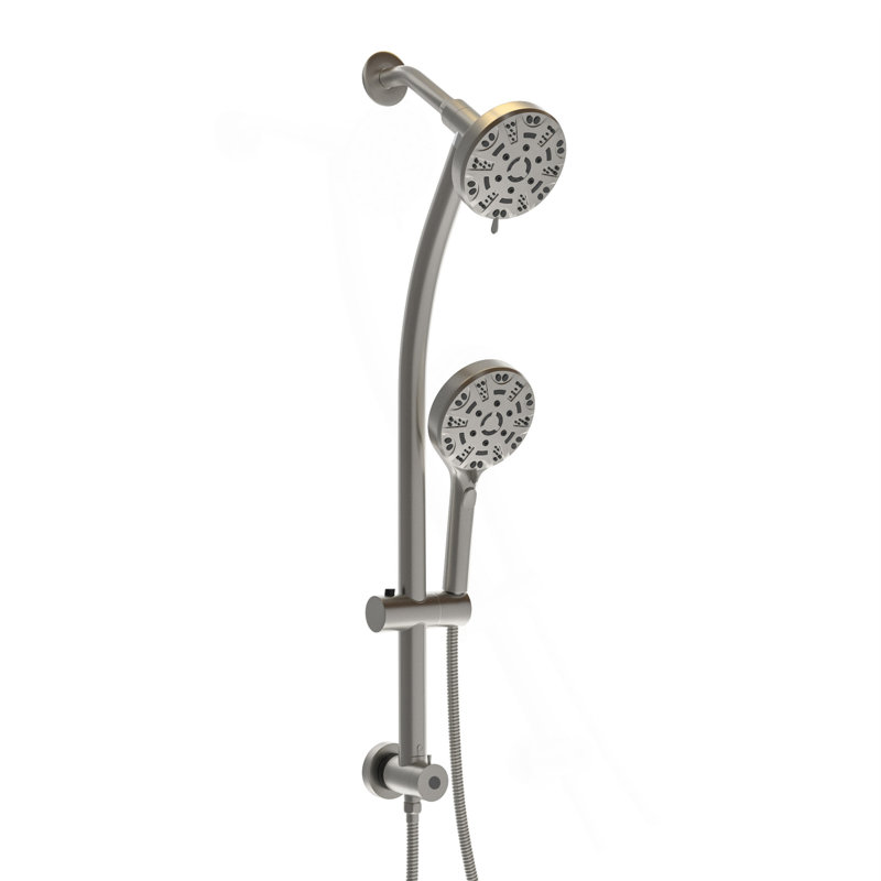 Multi Function Dual Shower Head - Shower System With 4.7" Rain Showerhead, 8-Function Hand Shower, Adjustable Slide Bar,Brushed Nickel