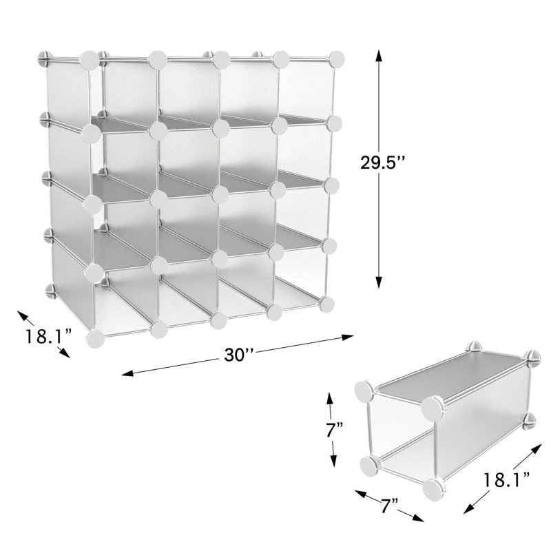 Cube Organizer- 16 Cube Shelves with Interlocking, Customizable, Stackable Modular Cubby Shelving for Organization and Storage by Lavish Home