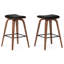 Tabouret de bar Larsen, tabouret de bar en similicuir noir avec repose-pieds, style contemporain pour bar