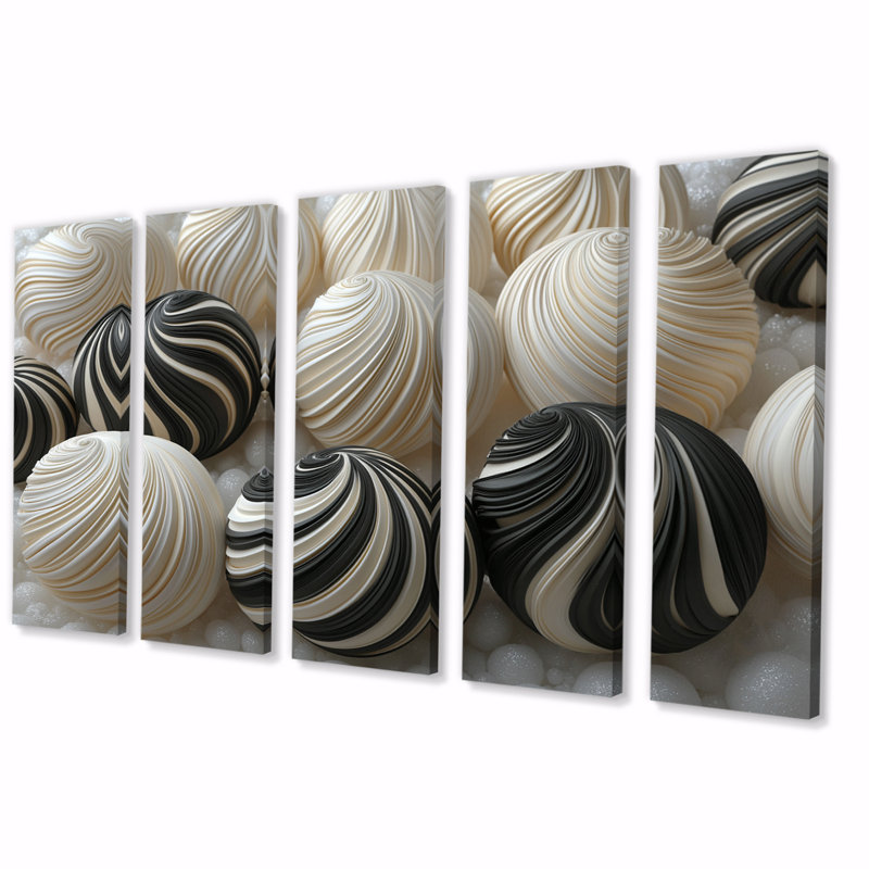«White and Black Christmas Peppermint Swirl II», ensemble d'art mural de Noël, H 32 po x l 80 po