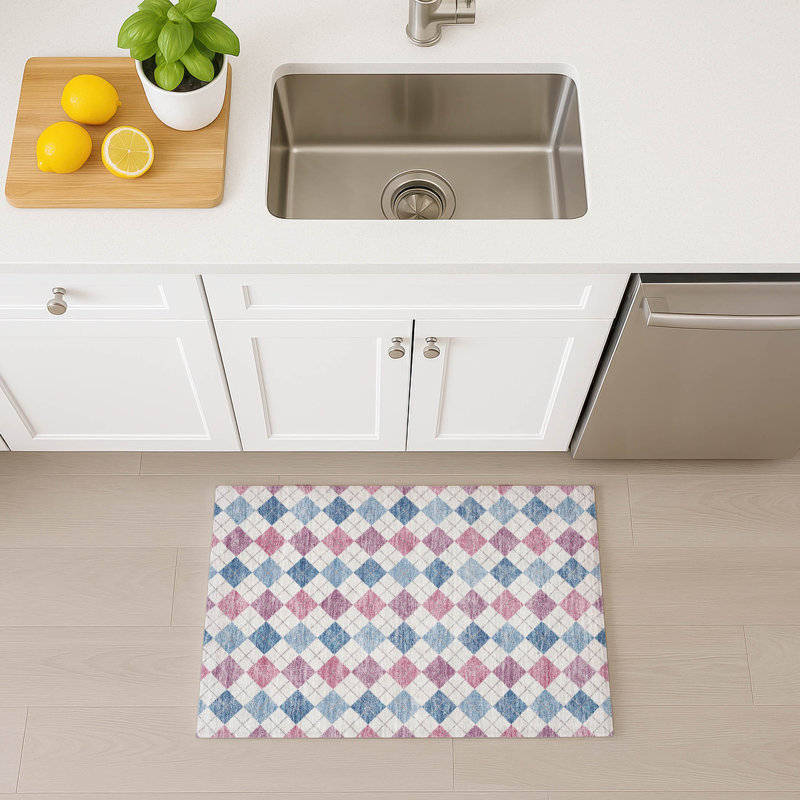 Machine Washable Indoor/Outdoor Jusino ACN2238 Geometric Rug, Rectangle 1 pi 8 po x 2 pi 6 po