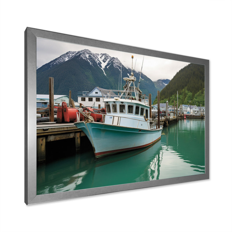 Alaska, ville de pêche de Seward, H 30 po x l 40 po x P 1,5 po, Cadre photo argenté