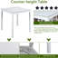 Ensemble 5 pièces de table de salle à manger et de chaises à hauteur de comptoir. Carré avec bordure en cristal. Arrangement en bois massif blanc. Ornement. Créée