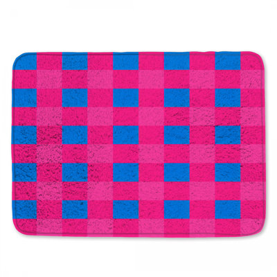 Pink Blue Checkered Bath Mat