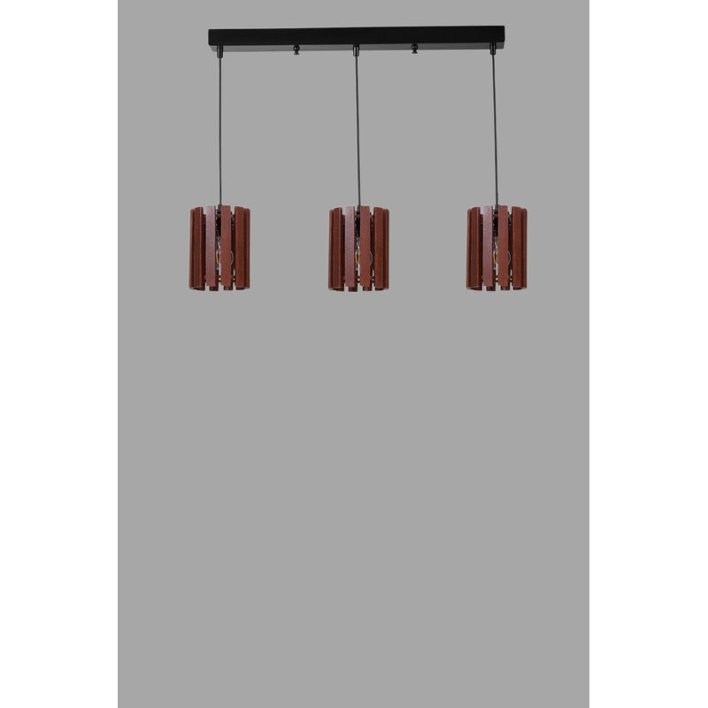 Élégant lustre noir et noyer, hauteur réglable, 23,6 po x 2,4 po x 1,2 po | Corps en métal avec capuchon en bois, 3 x douilles E27 de 40 W maximum | Conception moderne pour la salle à manger et l'espace de vie, solution d'éclairage élégante et fonctionnelle